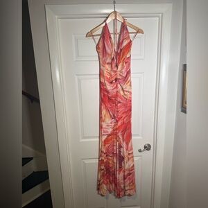 Roberto Cavalli Red and Pink Maxi Dress